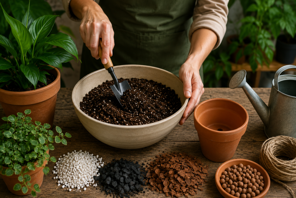 Preparação de vaso com drenagem para plantar